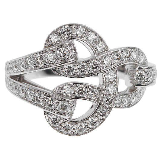 Cartier Agrafe Diamond 18k White Gold Cocktail Ring Sz 5 1/2