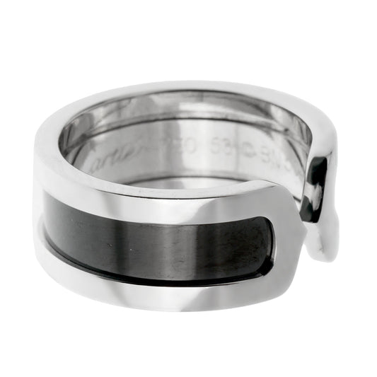 Cartier C de Cartier Black Enamel White Gold Ring