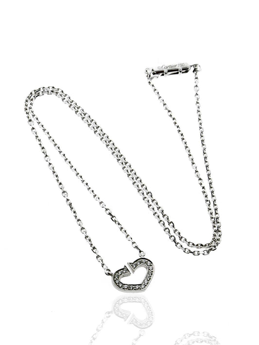 Cartier C Heart Diamond Necklace in 18k White Gold