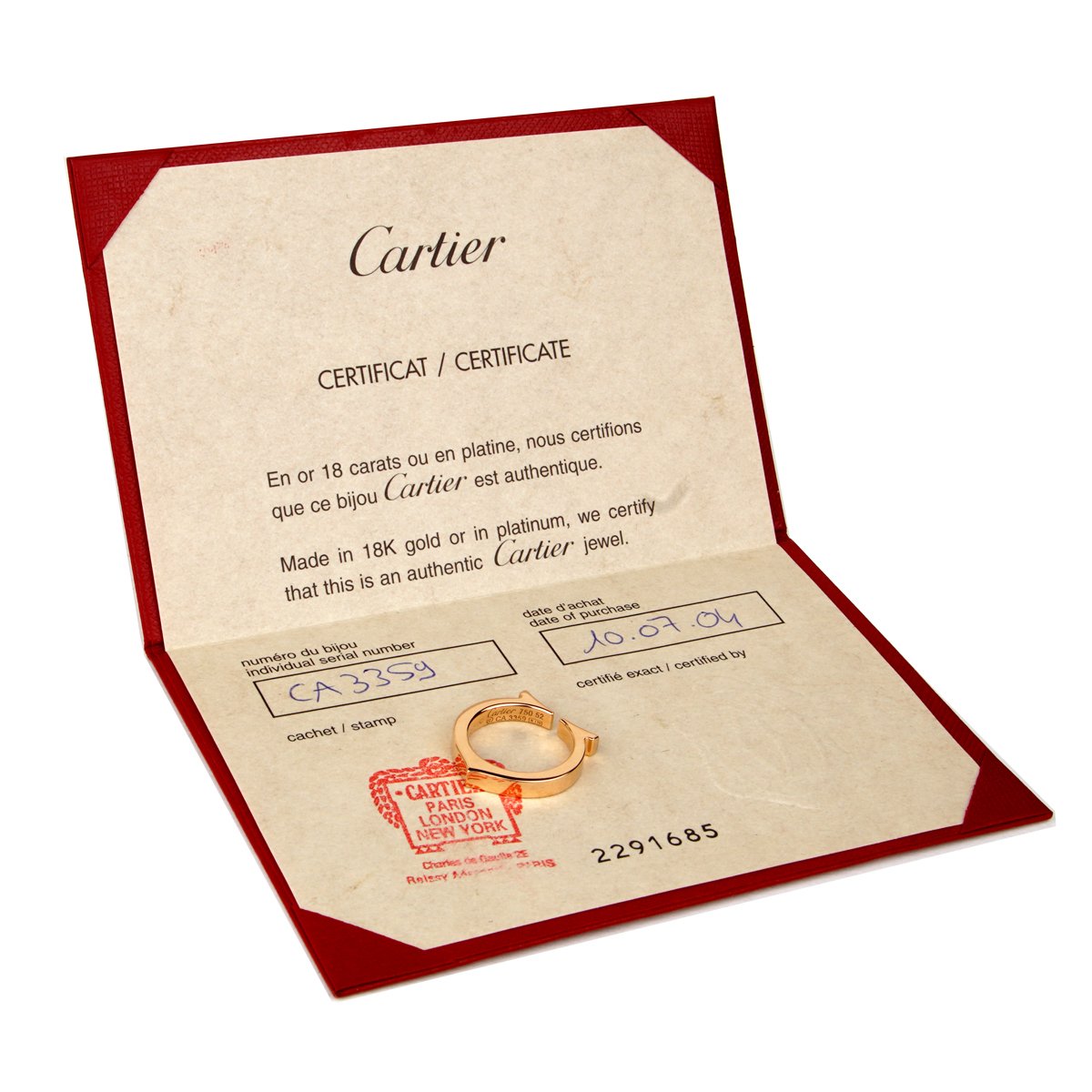 Cartier C Rose Gold Band Ring