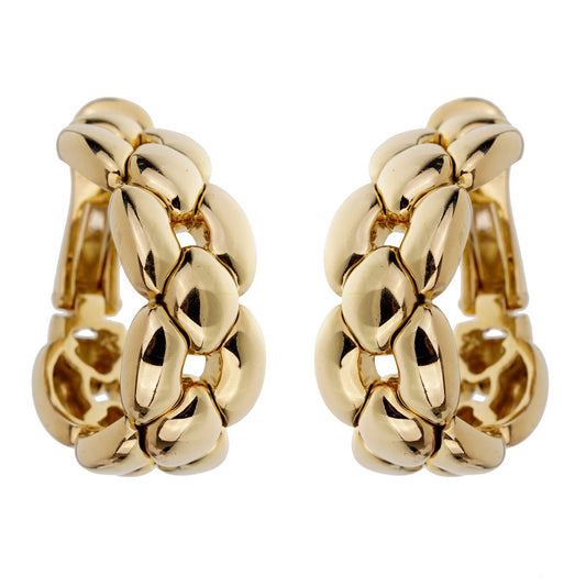 Cartier Chain Link Yellow Gold Hoop Drop Earrings