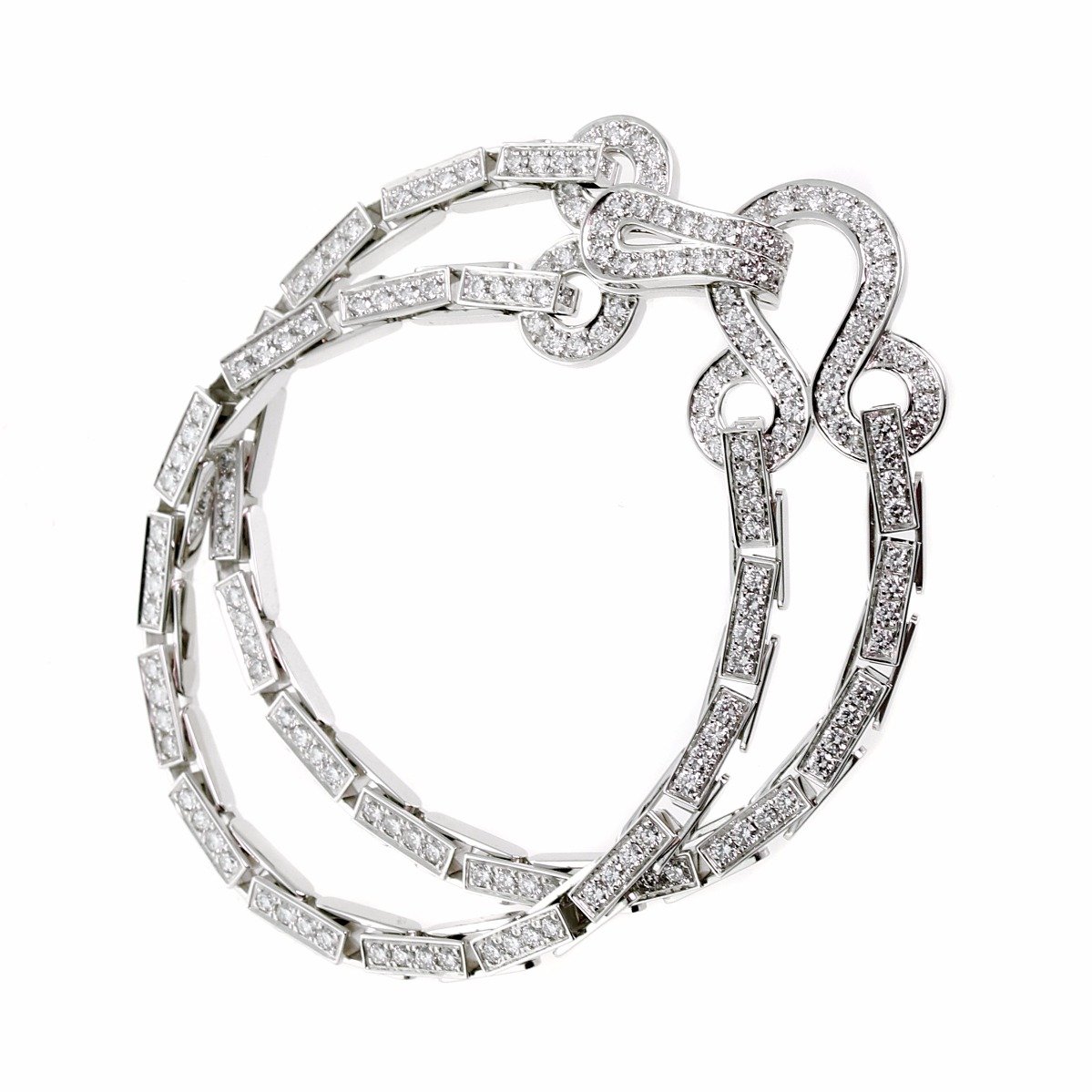 Cartier Diamond Double Row Agrafe Gold Bracelet