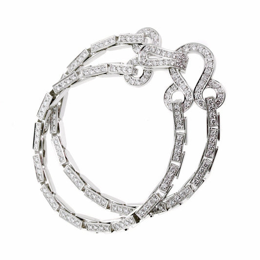 Cartier Diamond Double Row Agrafe Gold Bracelet