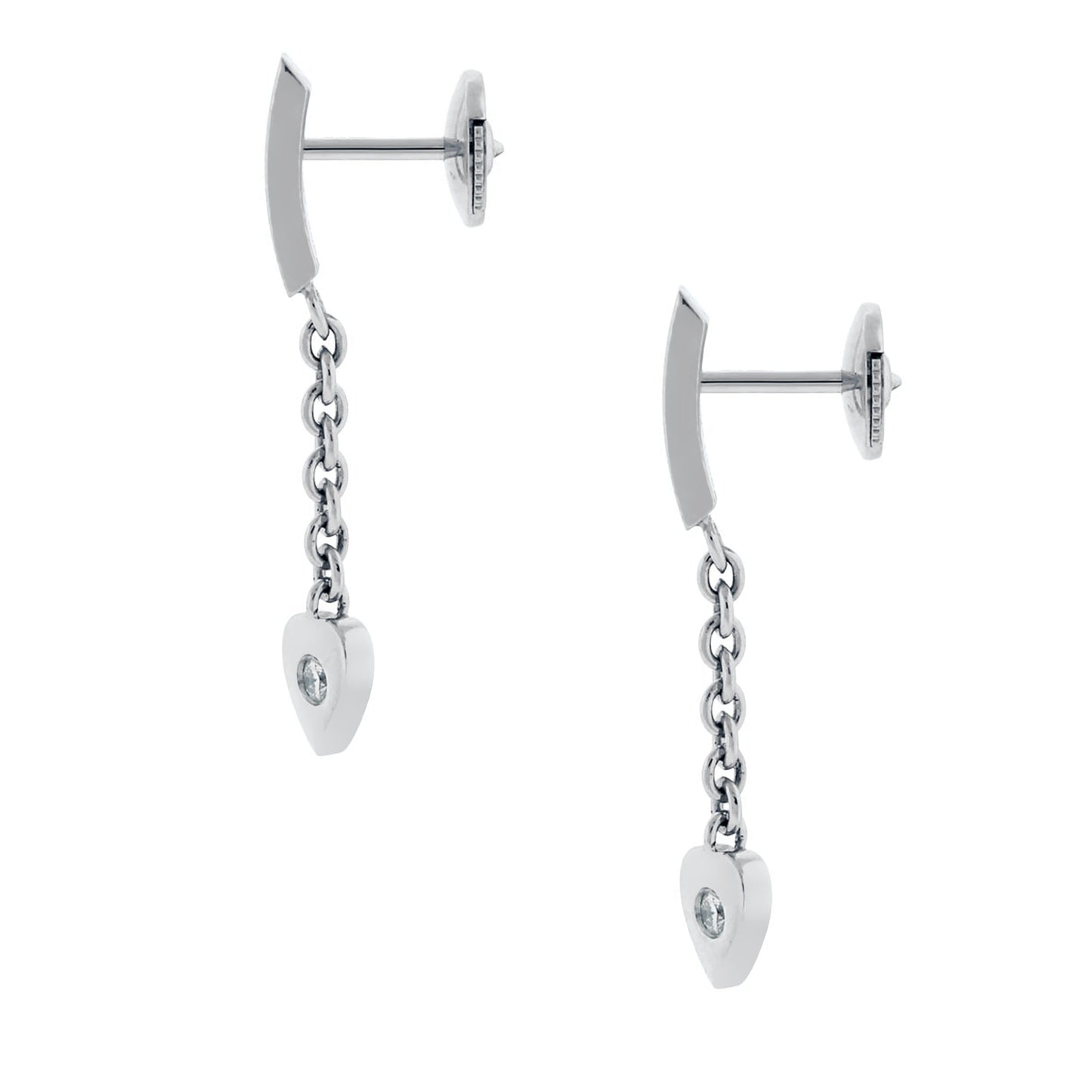 Cartier Diamond Heart Drop White Gold Earrings
