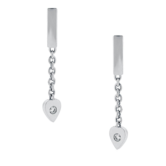 Cartier Diamond Heart Drop White Gold Earrings