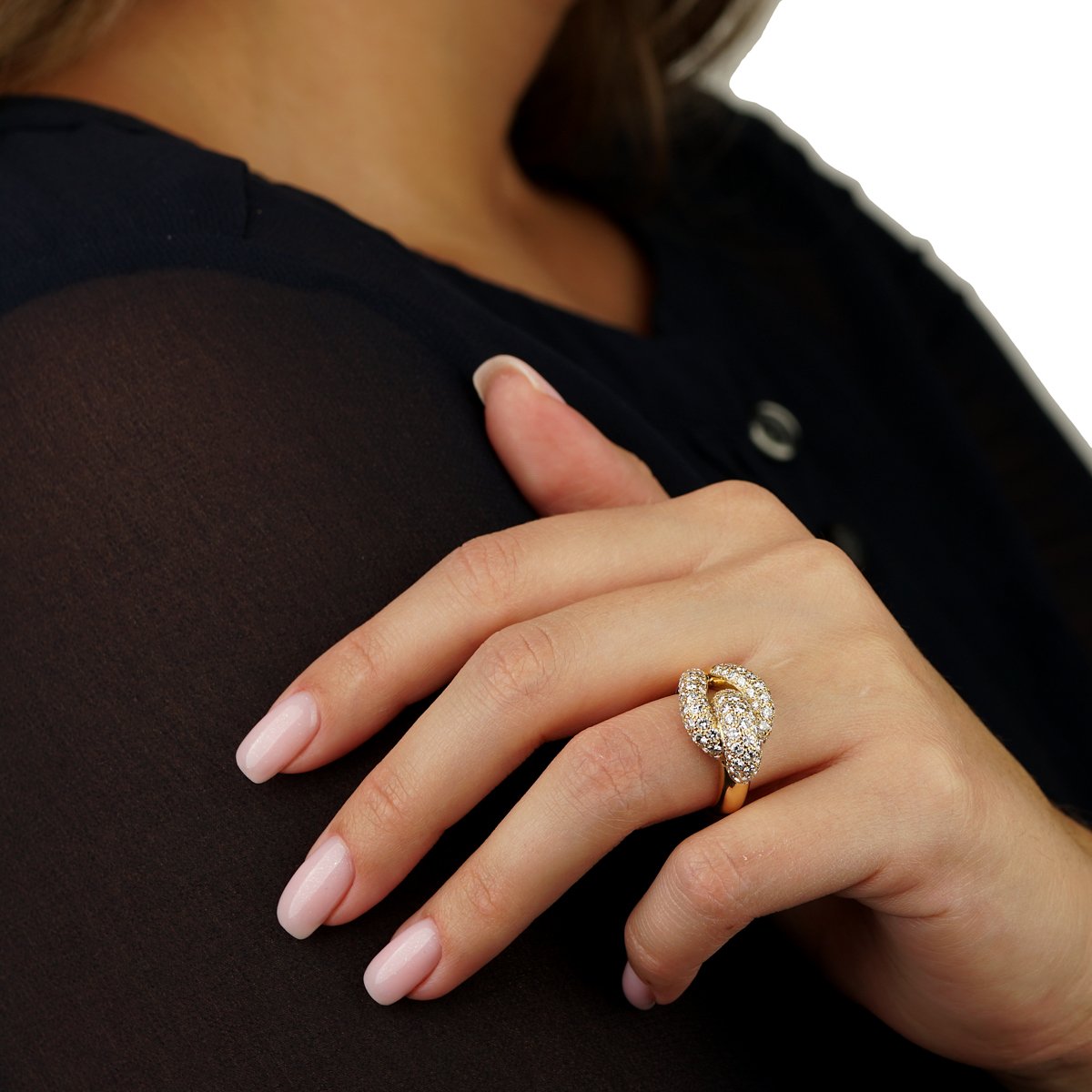 Cartier Diamond Knot 18k Yellow Gold Cocktail Ring Sz 6