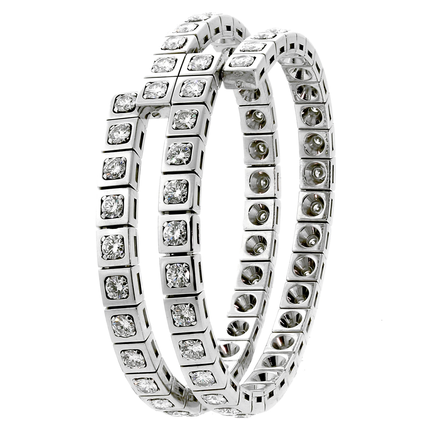 Cartier Tectonique Diamond 18k White Gold Double Wrap Bracelet