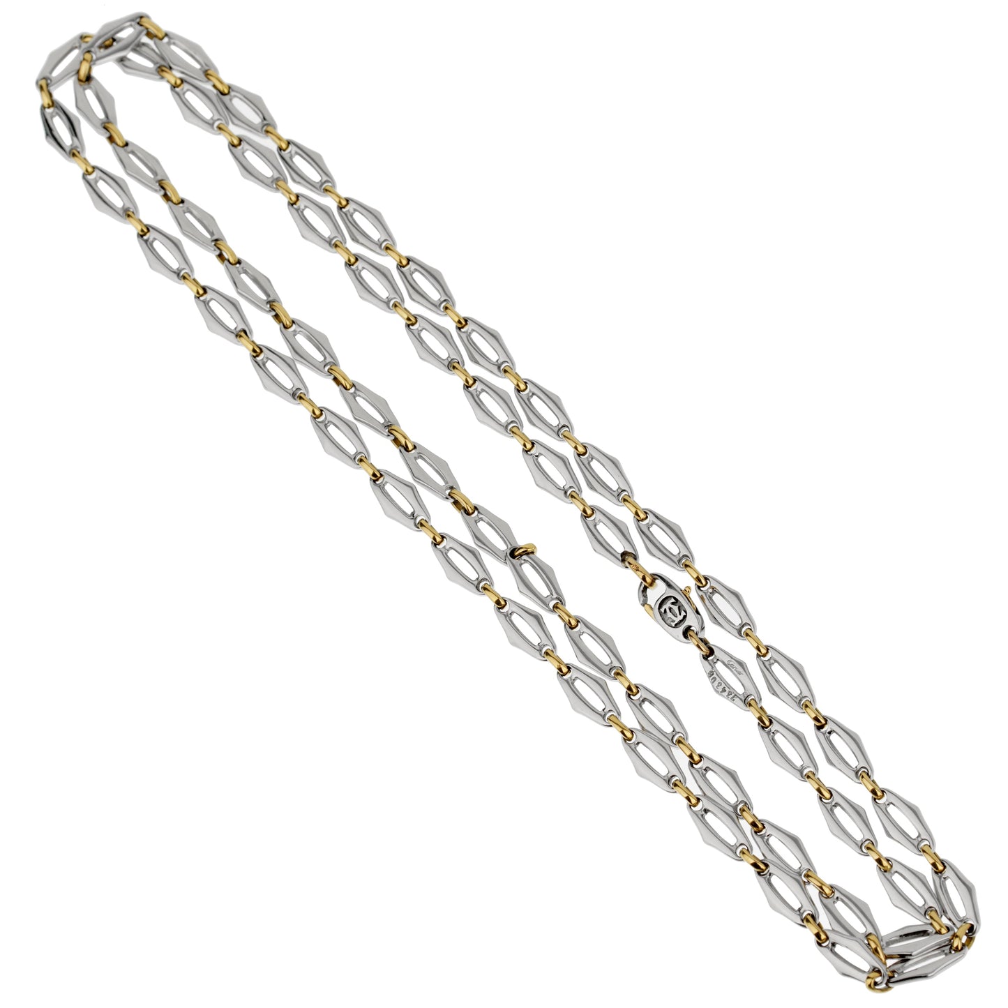 Cartier Double C Stainless Steel Yellow Gold Sautoir Necklace