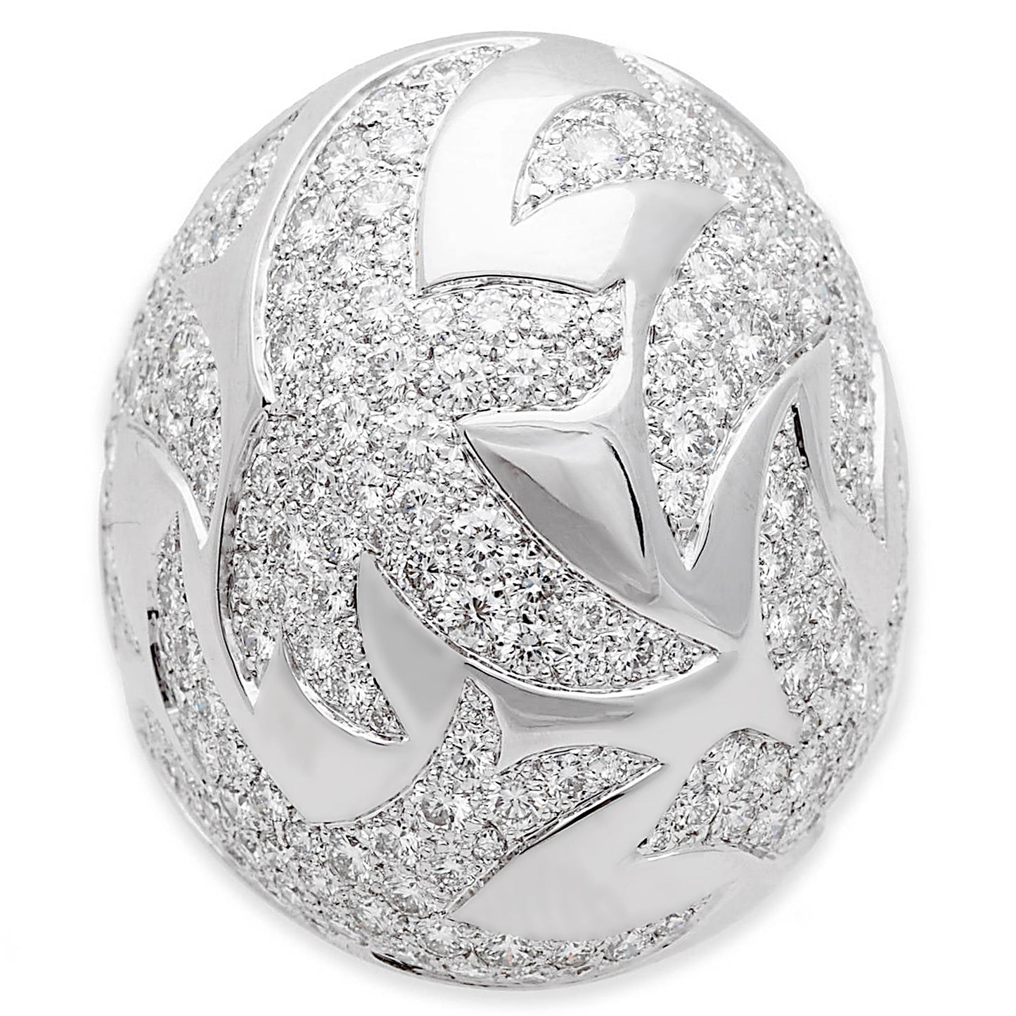 Cartier Dove of Peace Diamond 18k White Gold Bombe Cocktail Ring