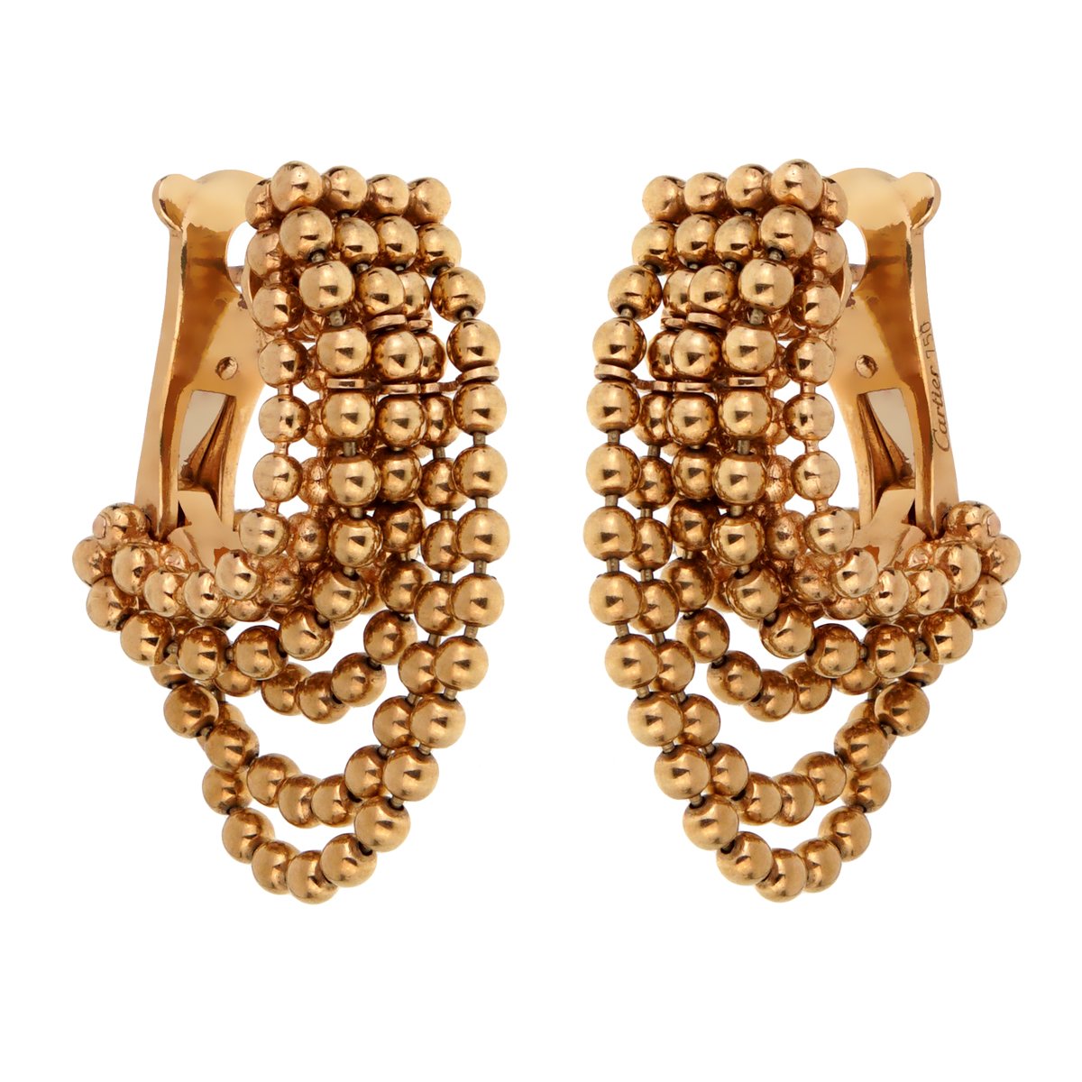 Cartier Draperie 18 Karat Yellow Gold Drop Earrings