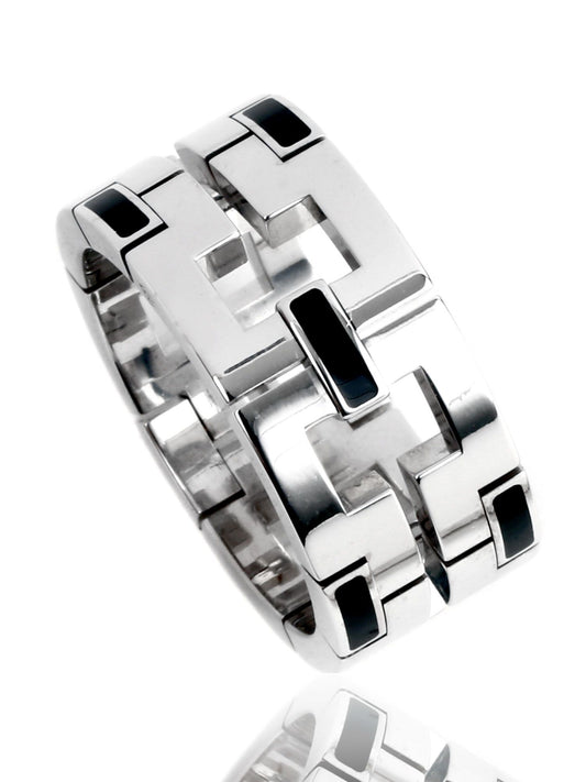 Cartier Enamel Ring in 18k White Gold
