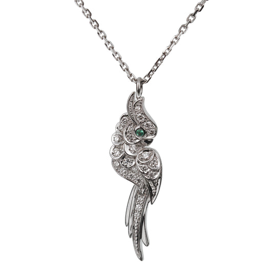 Cartier Fauna Flora Diamond 18k White Gold Bird Pendant Necklace
