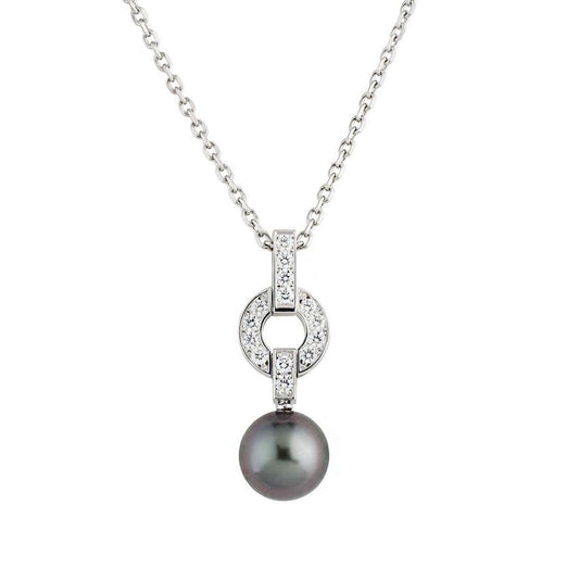 Cartier Himalia Pearl Diamond 18k White Gold Pendant Necklace