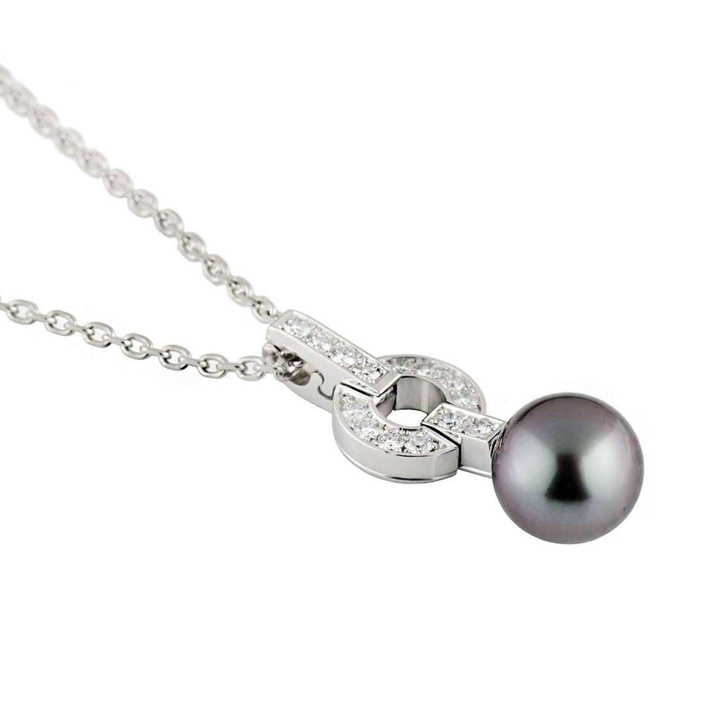Cartier Himalia Pearl Diamond 18k White Gold Pendant Necklace