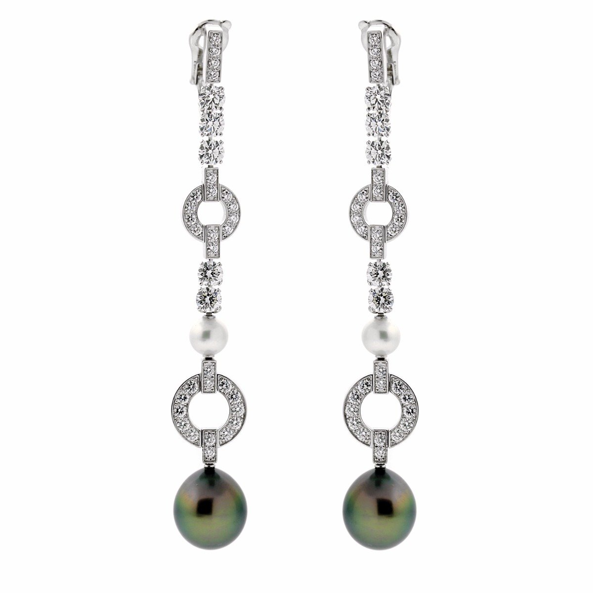 Cartier Himalia Pearl Diamond White Gold Earrings