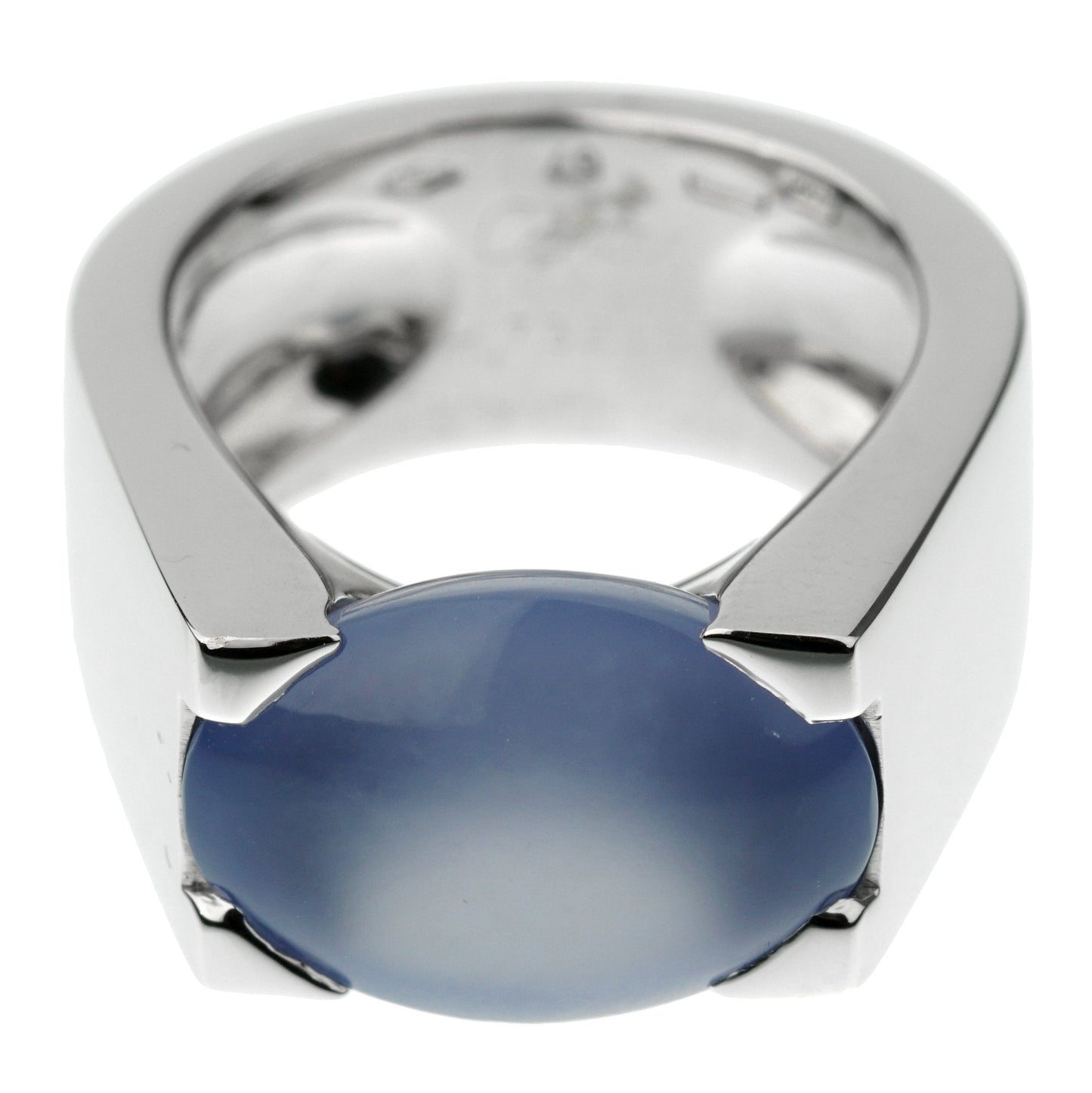 Cartier Chalcedony White Gold Cocktail Ring Sz 4 1/2