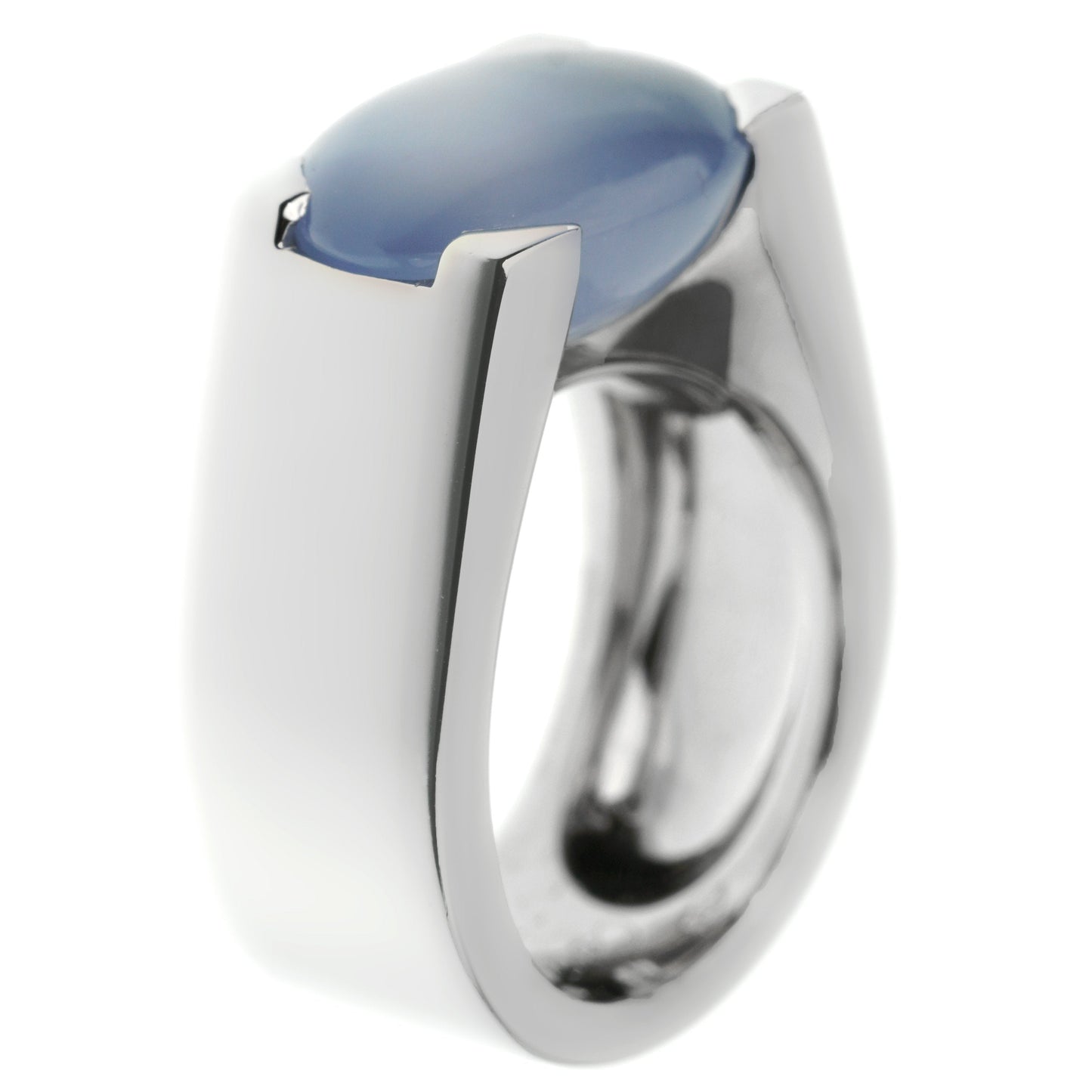 Cartier Chalcedony White Gold Cocktail Ring Sz 4 1/2
