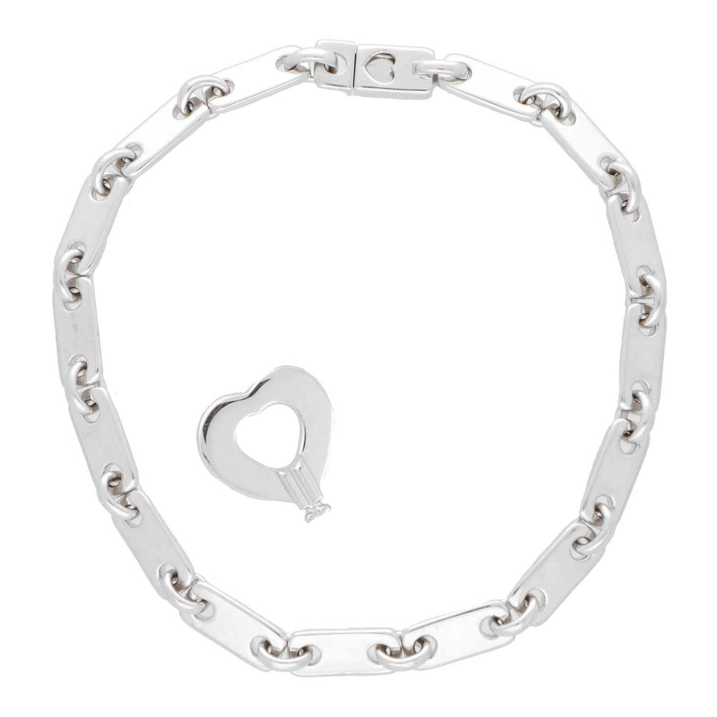 Cartier Lock & Key White Gold Chain Link Bracelet