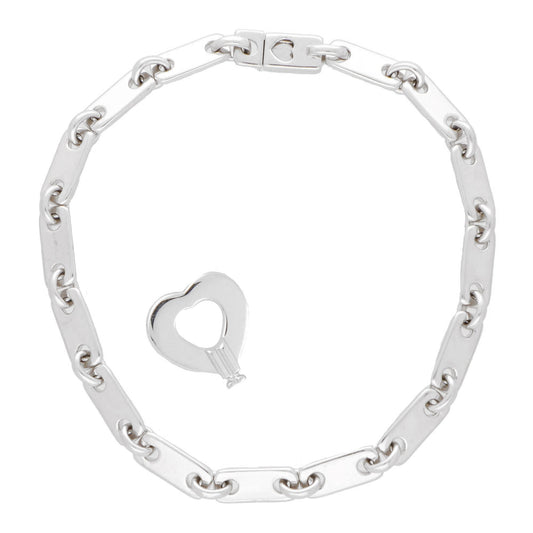 Cartier Lock & Key White Gold Chain Link Bracelet