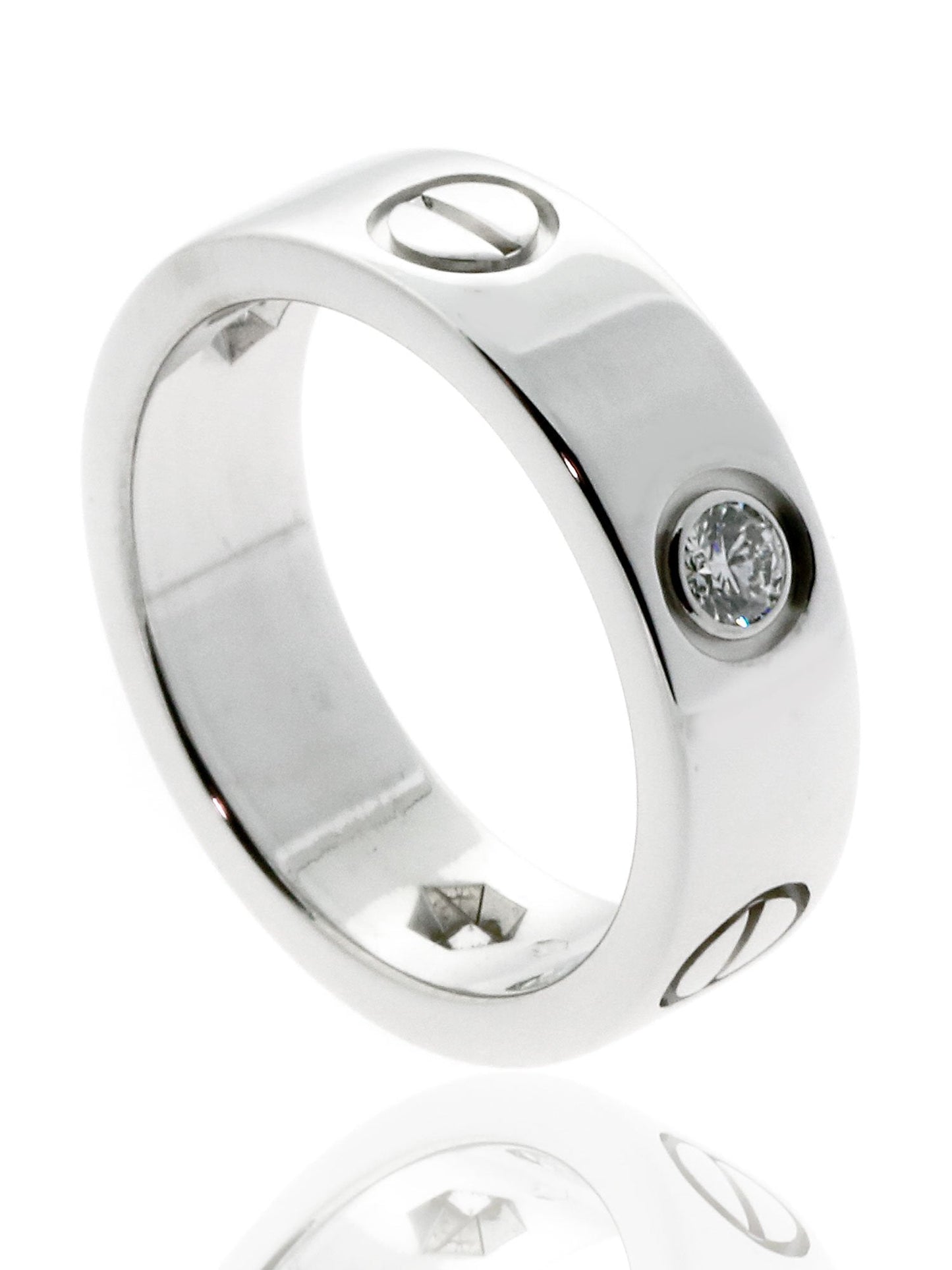 Cartier Love 3 Diamond Ring in 18k White Gold Sz 50