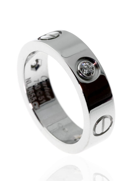 Cartier Love 3 Diamond Ring in 18k White Gold Sz 51