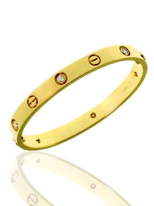 Cartier Love 6 Diamond Bangle Bracelet in 18k Yellow Gold Sz 16