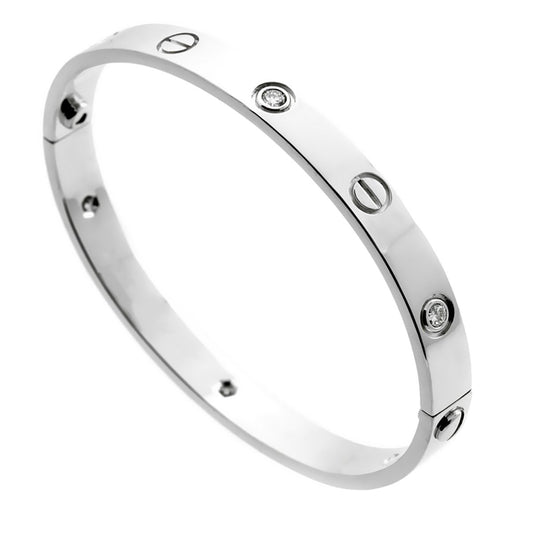Cartier Love 6 Diamond White Gold Bangle Bracelet