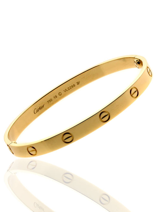 Cartier Love Bangle Bracelet in 18k Yellow Gold Sz 19