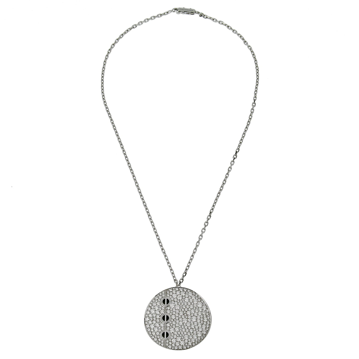 Cartier Love Ceramic Diamond Pendant White Gold Necklace