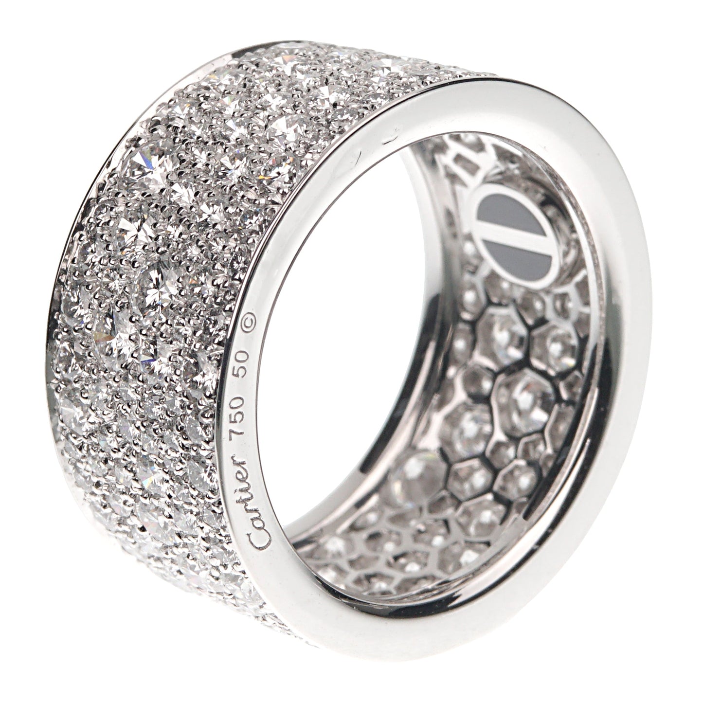 Cartier Love Ceramic Pave Diamond White Gold Ring Sz 5 1/4