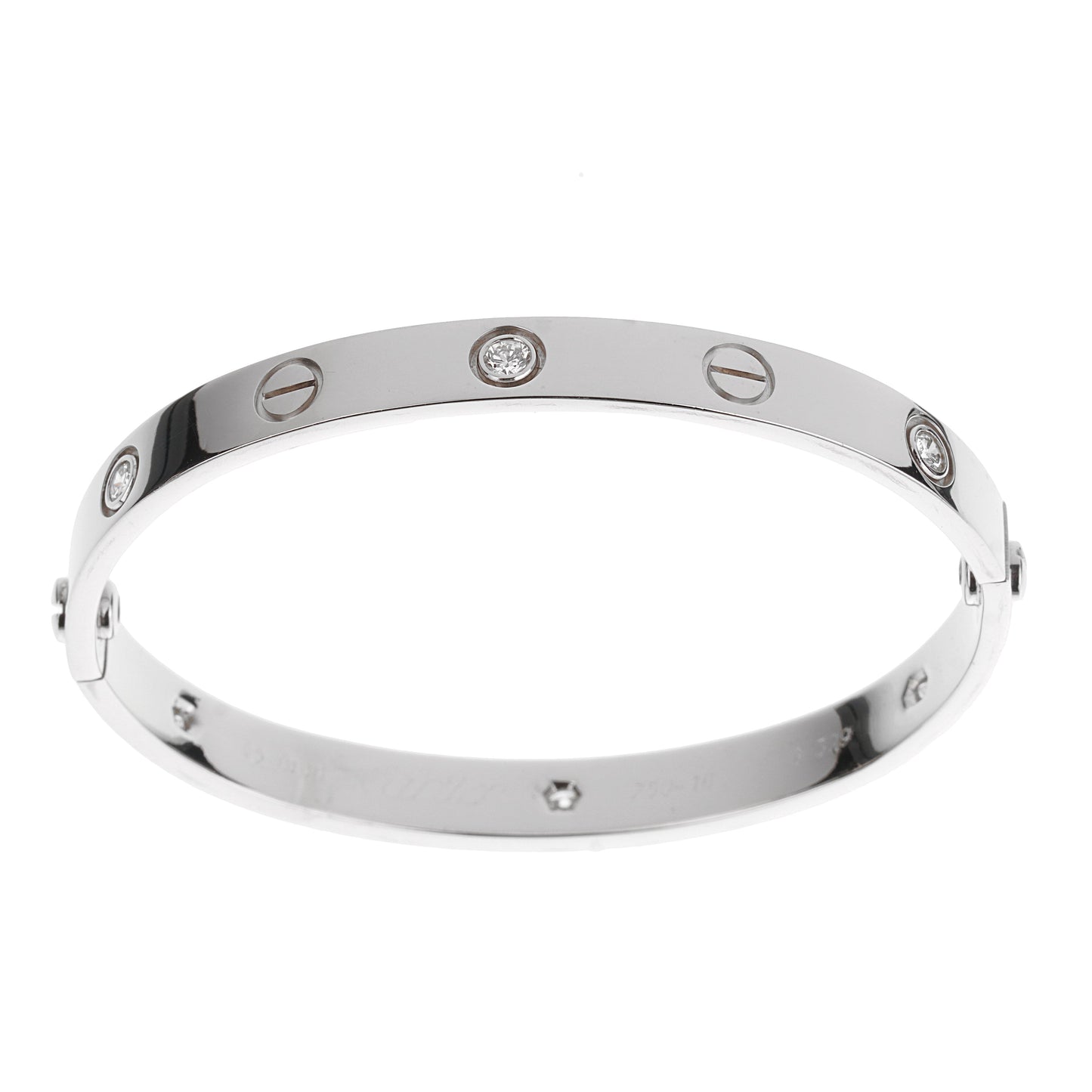 Cartier Love Classic 6 Diamond 18k White Gold Bangle Bracelet Sz 16