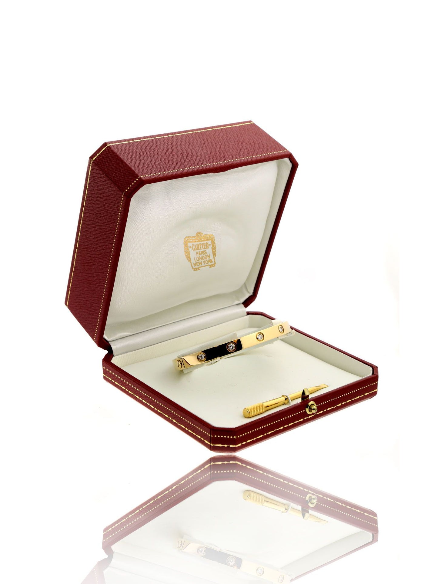 Cartier Love Diamond Bangle Bracelet in 18k Yellow Gold Sz 19