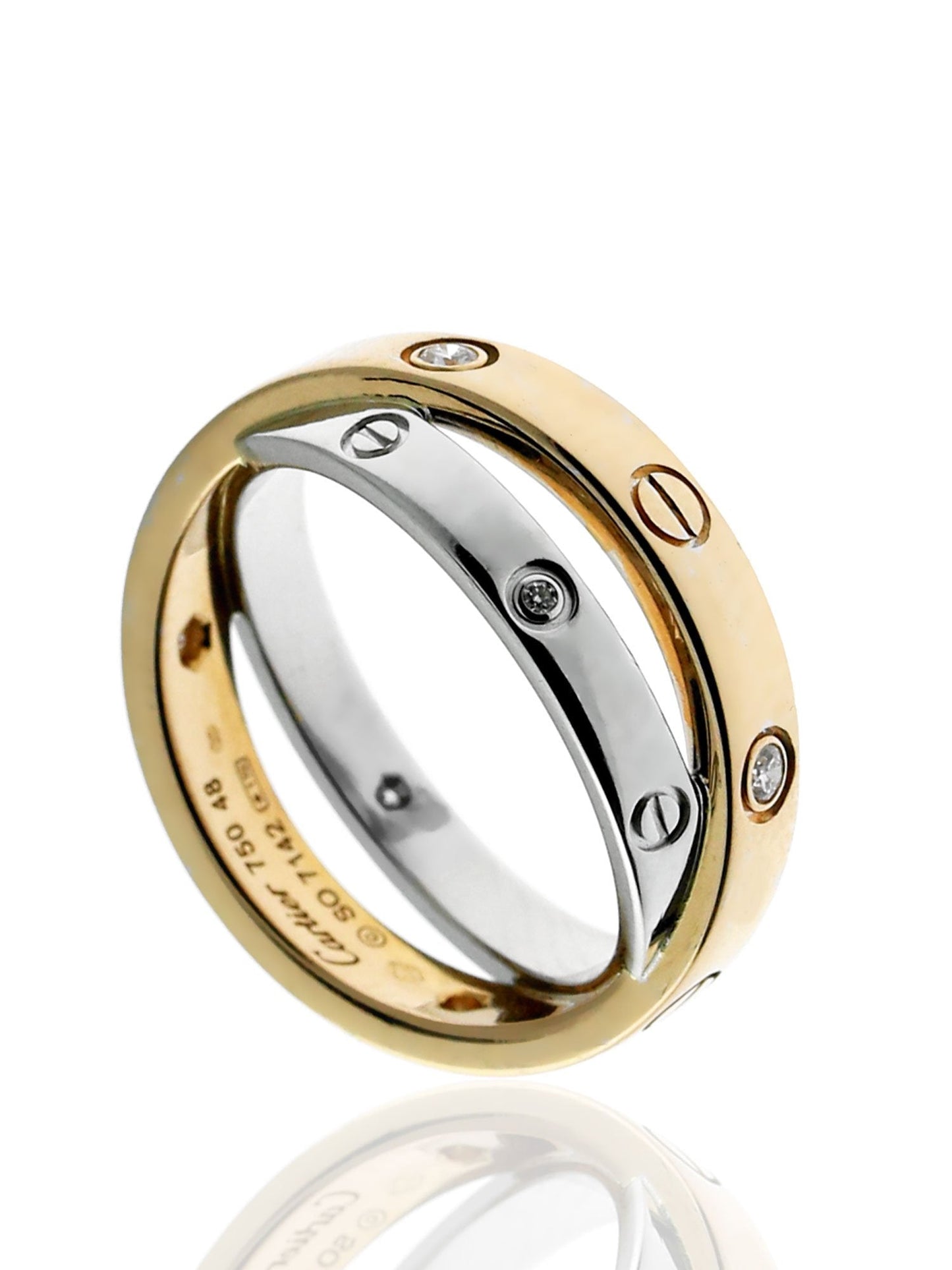 Cartier Love Diamond Ring in 18k White & Rose Gold