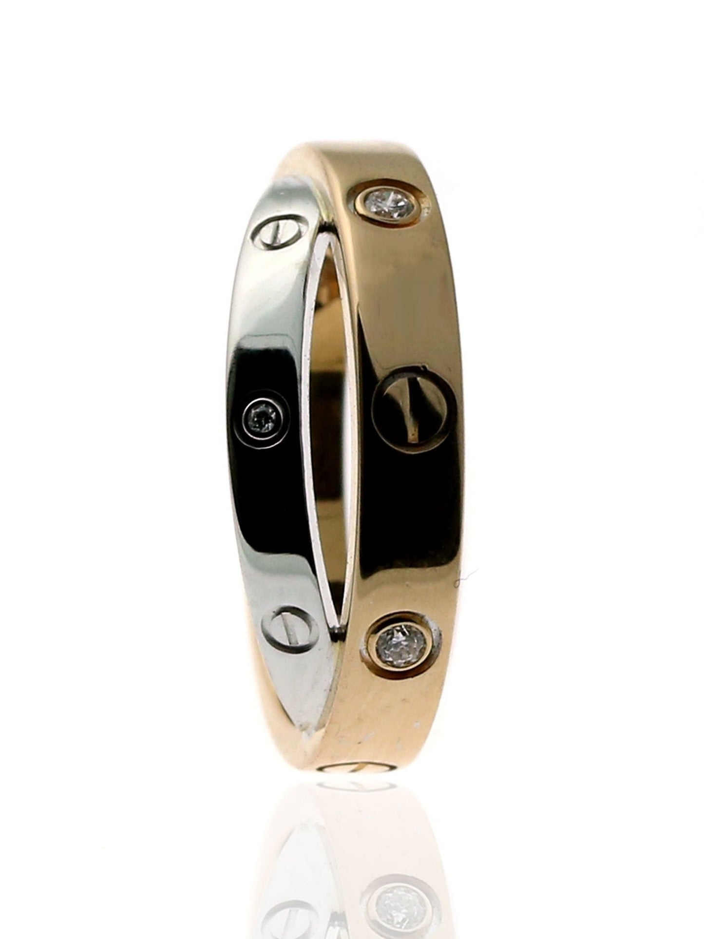 Cartier Love Diamond Ring in 18k White & Rose Gold