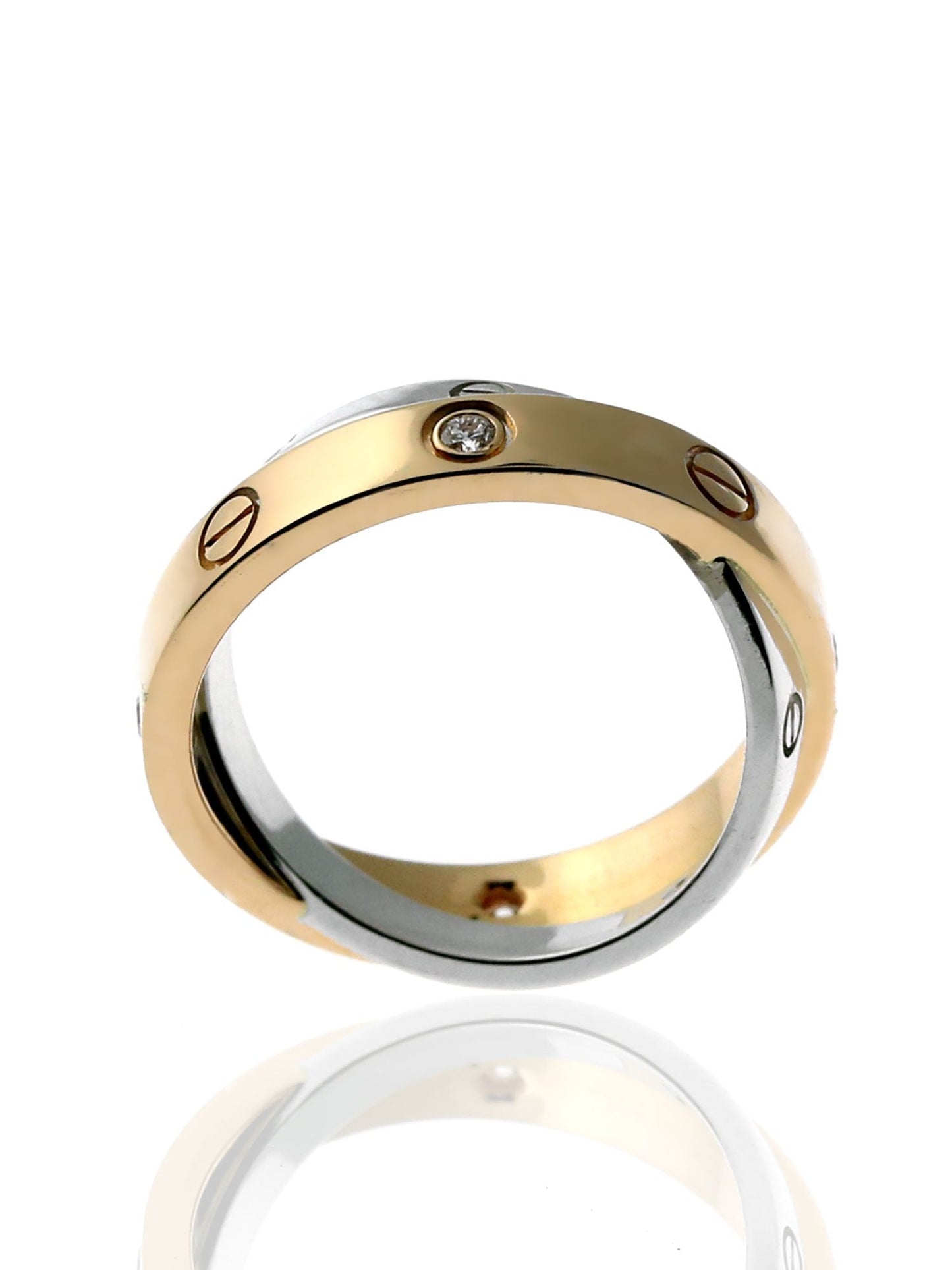 Cartier Love Diamond Ring in 18k White & Rose Gold