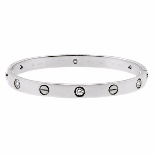Cartier Love White Gold 6 Diamond Bangle Bracelet