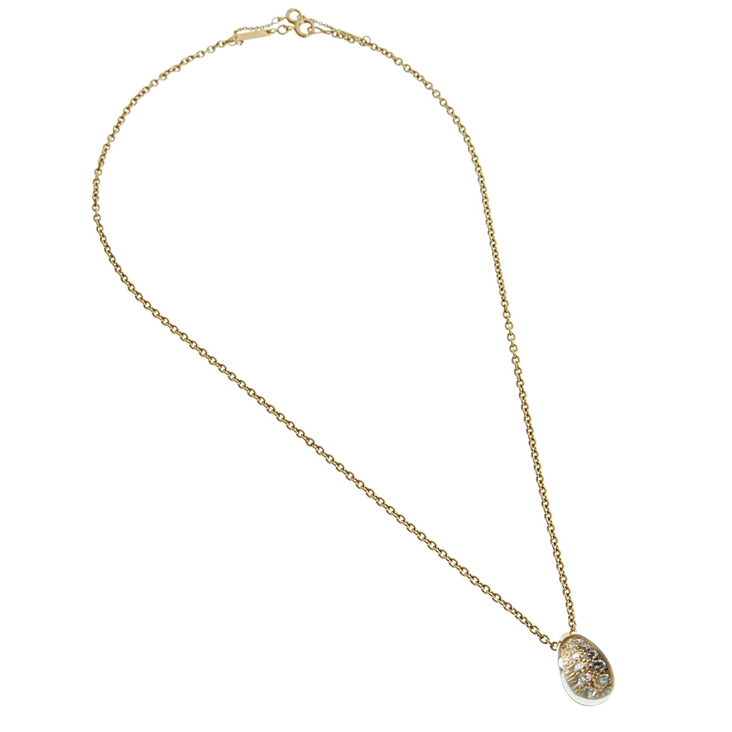 Cartier Myst Rock Crystal Diamond Yellow Gold Vintage Necklace