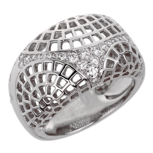 Cartier Nouvelle Vague Diamond White Gold Ring Sz 7