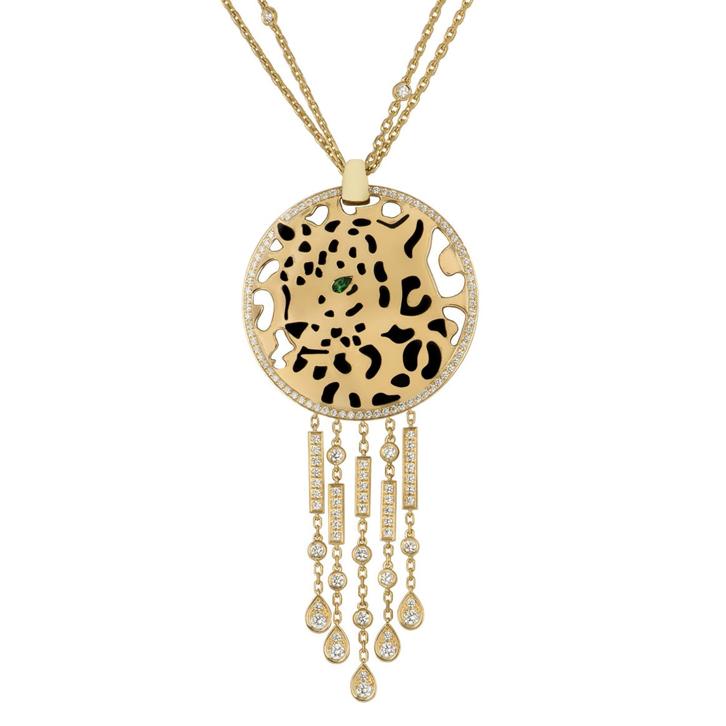 Cartier Panthere Tassel Diamond 18k Yellow Gold Necklace