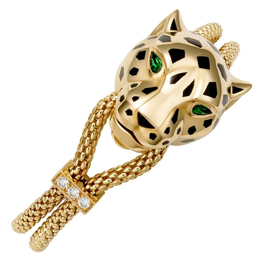 Cartier Panthere Head Diamond, Onyx Yellow Gold Bracelet