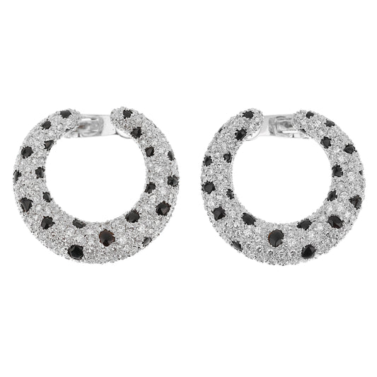 Cartier Panthere Onyx Diamond Platinum Hoop Earrings