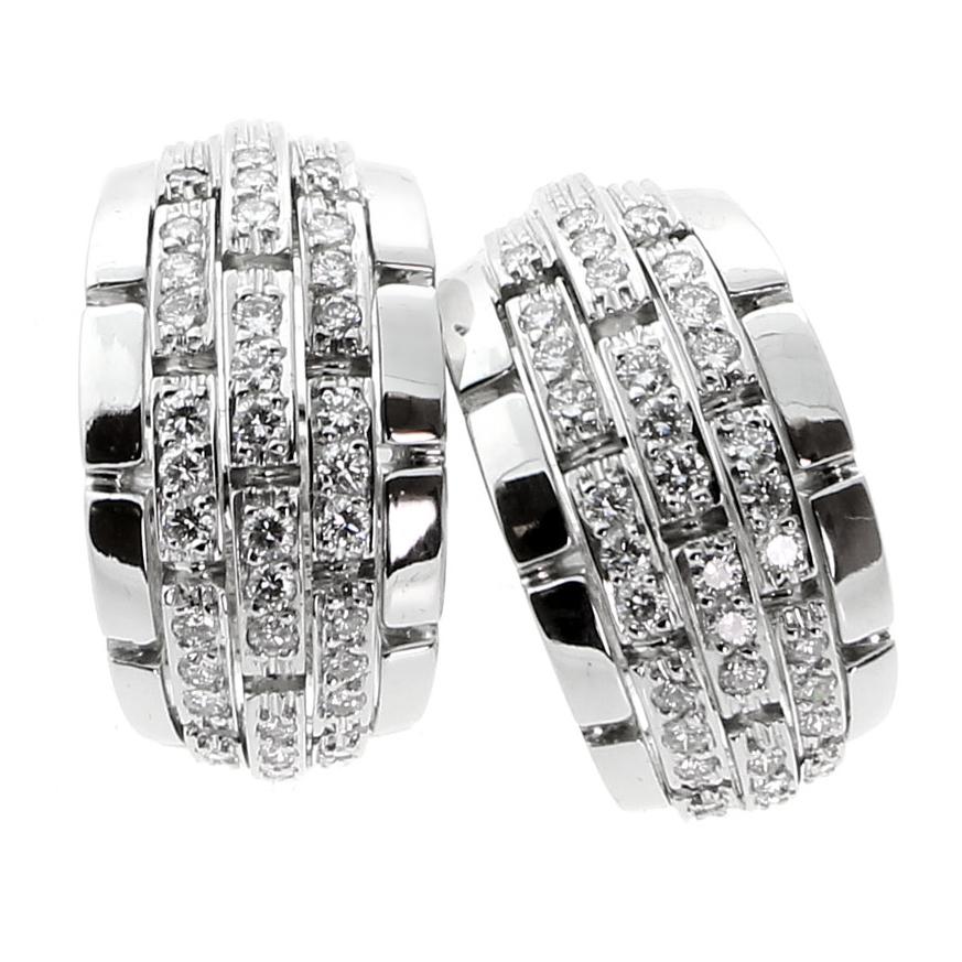 Cartier Panthere Oriane Diamond 18k White Gold Hoop Earrings