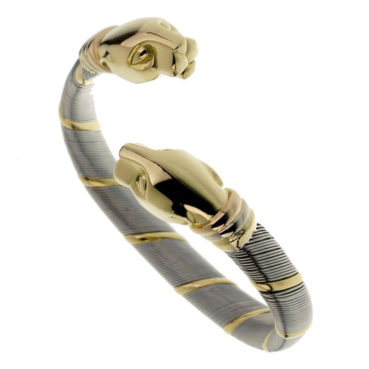 Cartier Panthere Stainless Steel Gold Bangle Bracelet