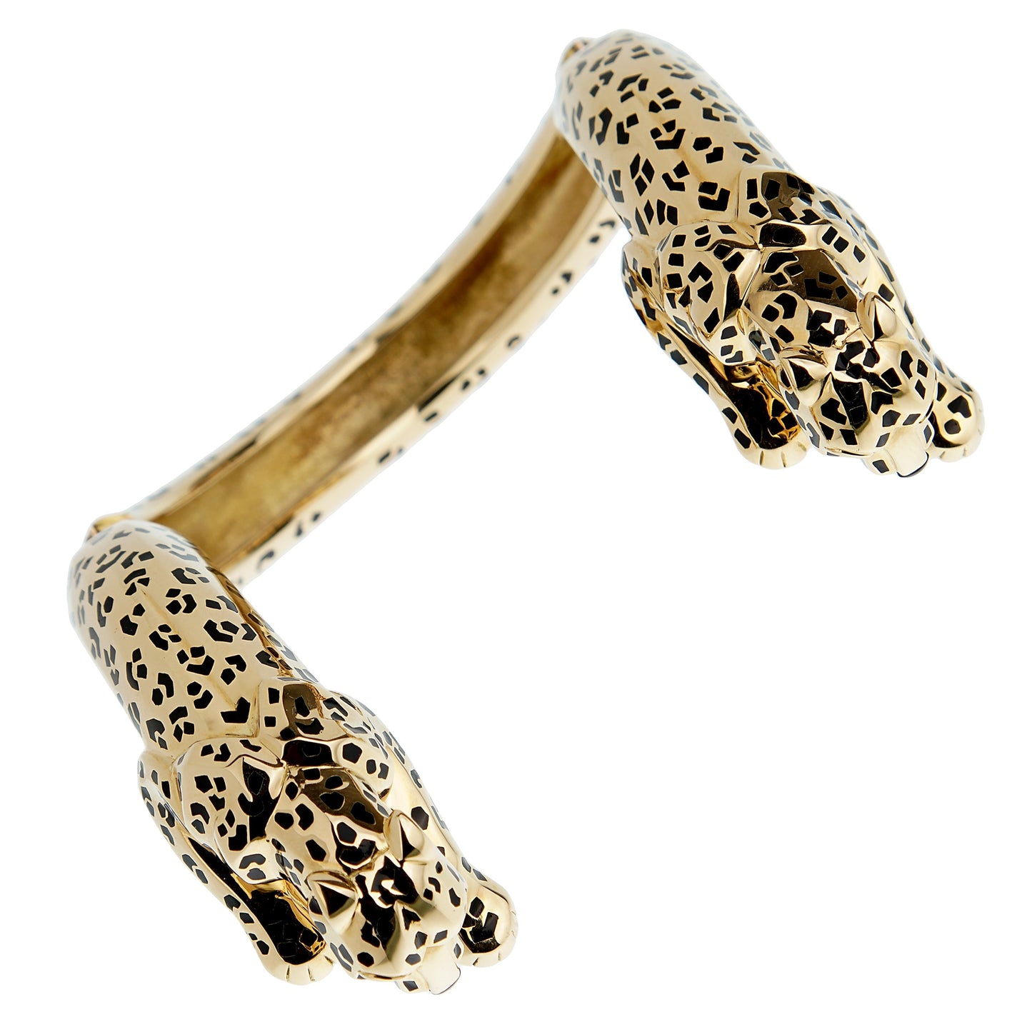 Cartier Panthere 18k Yellow Gold Enamel Bangle Bracelet