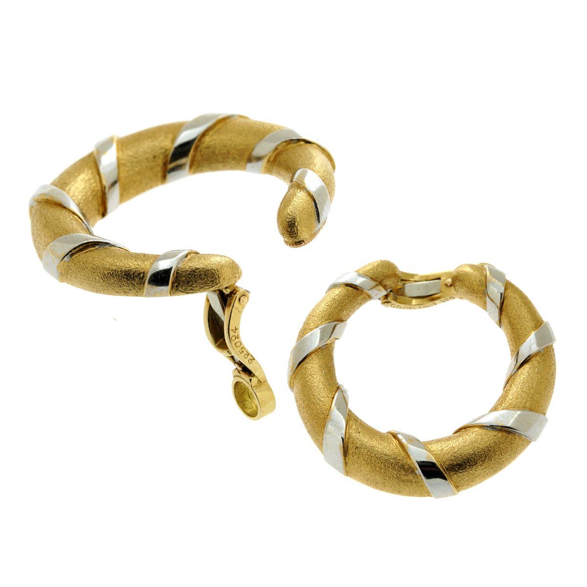 Cartier Paris 18k Yellow & Yellow Gold Hoop Earrings