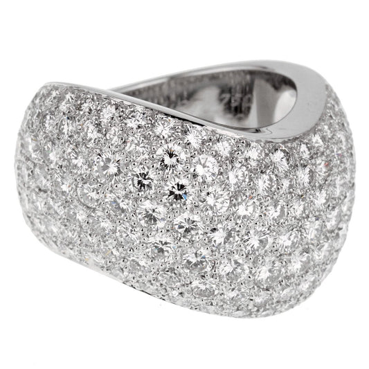 Cartier Pave Diamond 18k White Gold Cocktail Ring Size 6