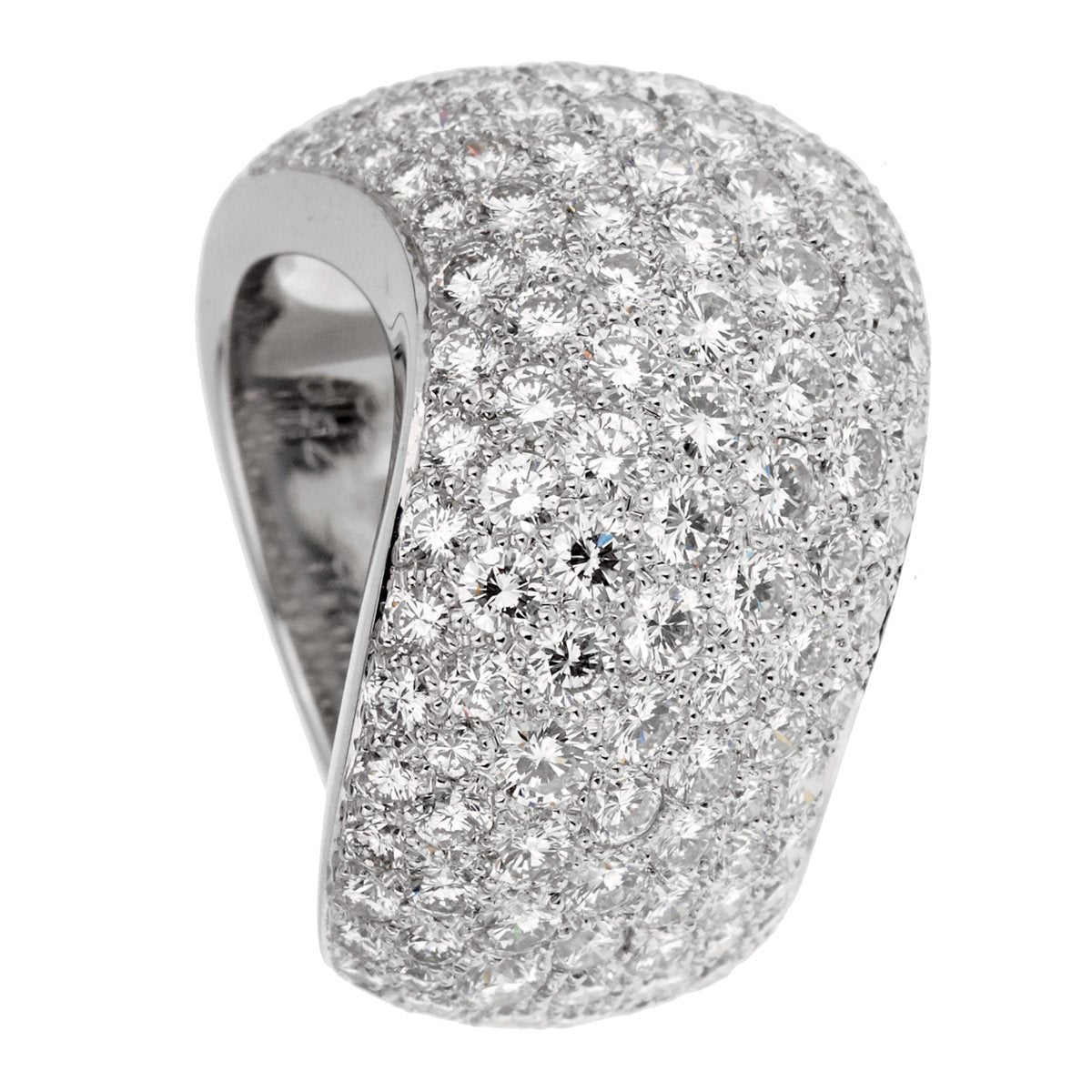 Cartier Pave Diamond 18k White Gold Cocktail Ring Size 6