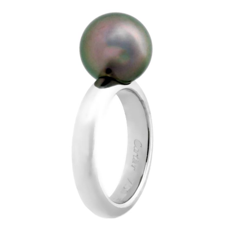 Cartier Pearl White Gold Ring Size 5 1/2