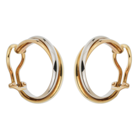 Cartier Trinity Vintage Tri-Color Gold Hoop Clip-On Earrings