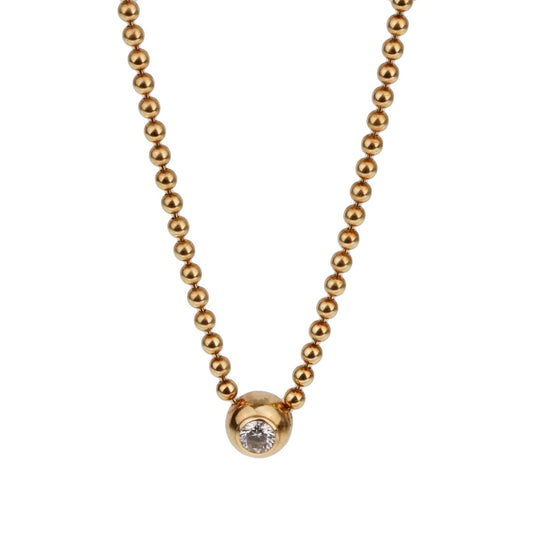 Cartier Vintage Solitaire Diamond Gold Pendant Necklace